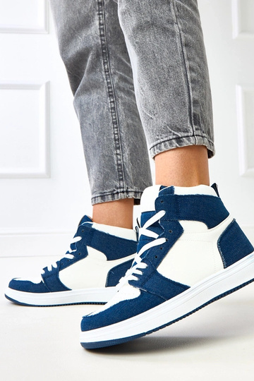 Sneakers alte sopra la caviglia con motivo in denim scuro "Kasna" 2