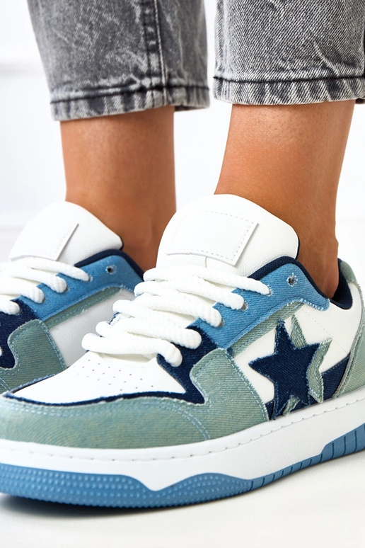 Sneakers bianche e blu con stelline...