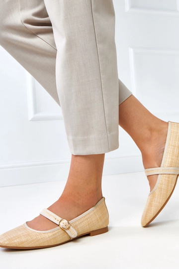 Ballerine intrecciate color sabbia con fibbia Nonana