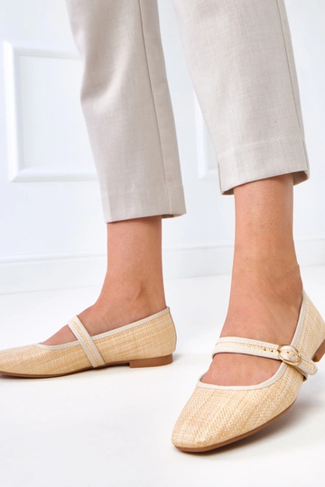 Ballerine intrecciate color sabbia con fibbia Nonana 2