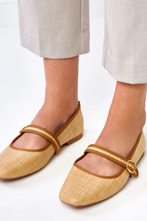 Ballerine intrecciate marroni con...