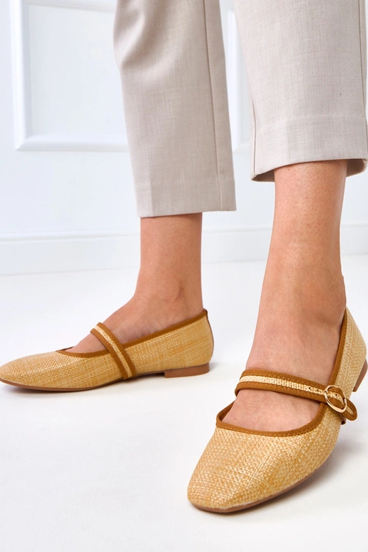 Ballerine intrecciate marroni con...