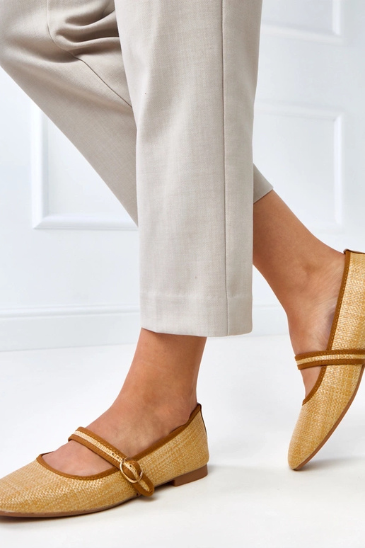 Ballerine intrecciate marroni con...