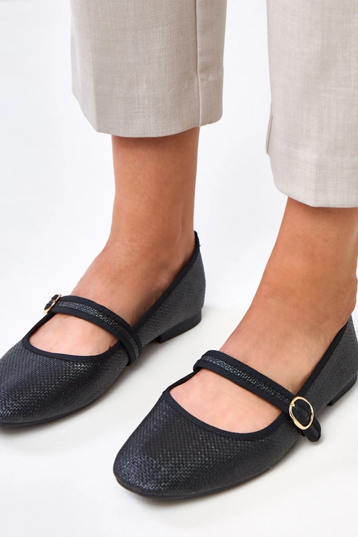 Ballerine intrecciate nere con fibbia...