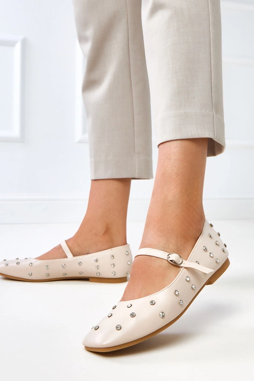 Ballerine color sabbia con cristalli...
