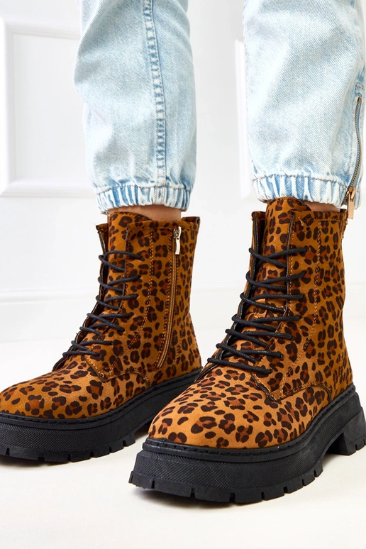 Stivaletti marroni con motivo...