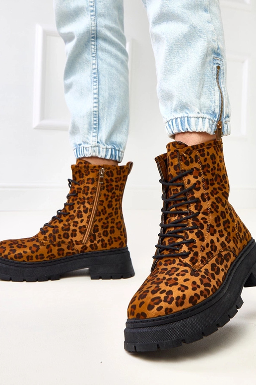 Stivaletti marroni con motivo...