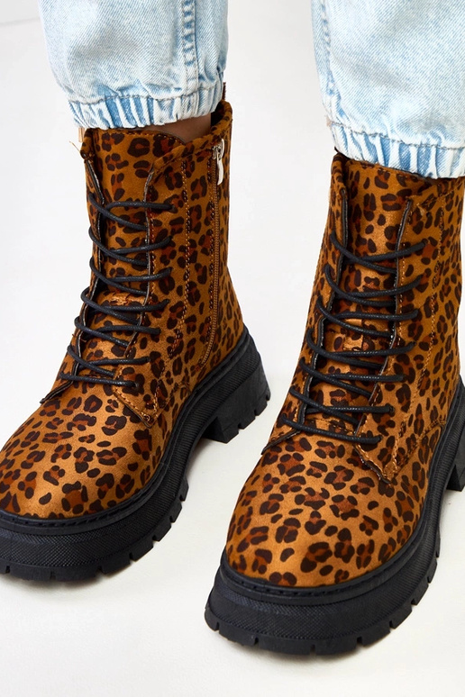 Stivaletti marroni con motivo...