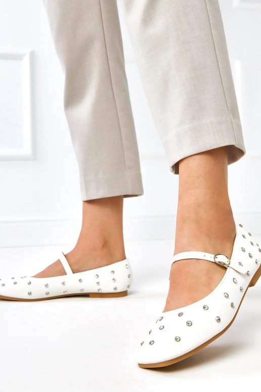 Ballerine bianche con cristalli, Heidi Ballerine bianche con cristalli, Heidi