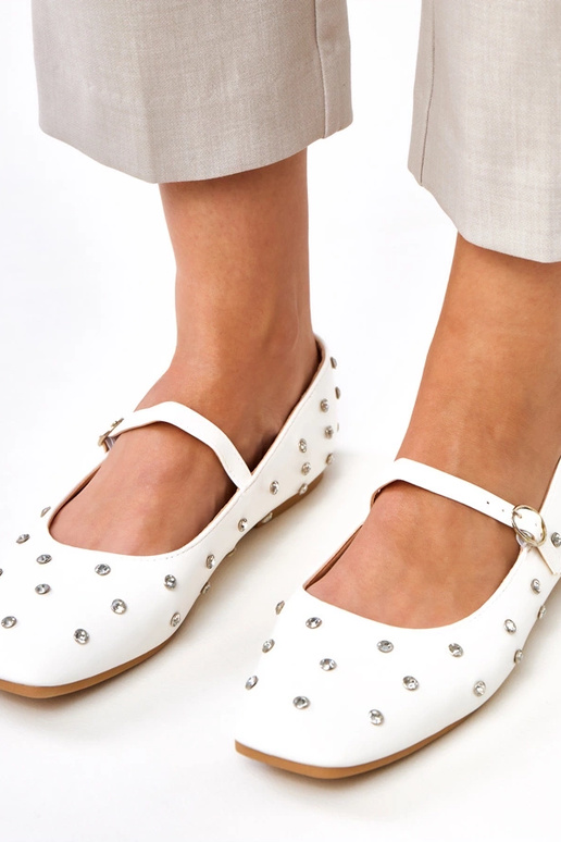 Ballerine bianche con cristalli, Heidi Ballerine bianche con cristalli, Heidi