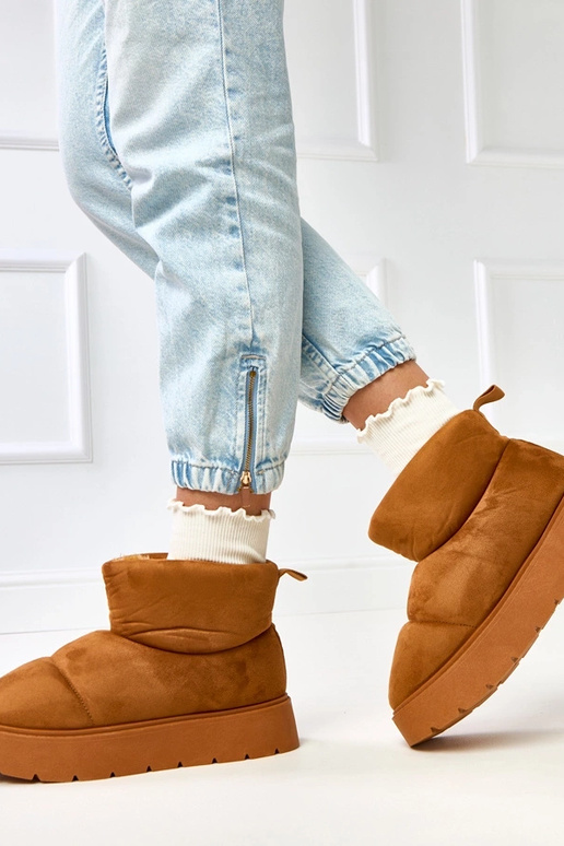 Stivali invernali marroni caldi con...