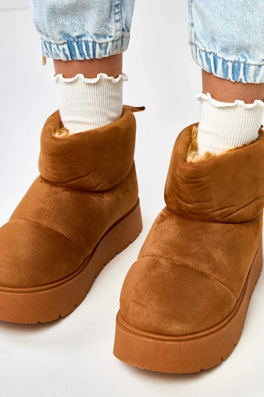 Stivali invernali marroni caldi con...