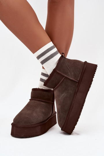 dalla pelle scamosciata Stivali da neve Femminile con una piattaforma Vinceza 97962 CzekoladoAe