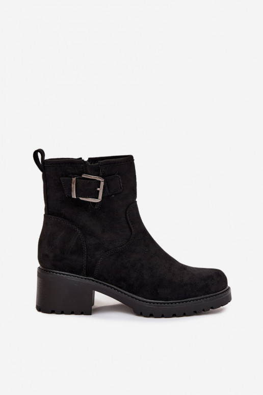 riscaldamento Stivali da donna Con tacco basso Klocku con fibbie colore nero Helvina riscaldamento Stivali da donna Con tacco basso Klocku con fibbie colore nero Helvina