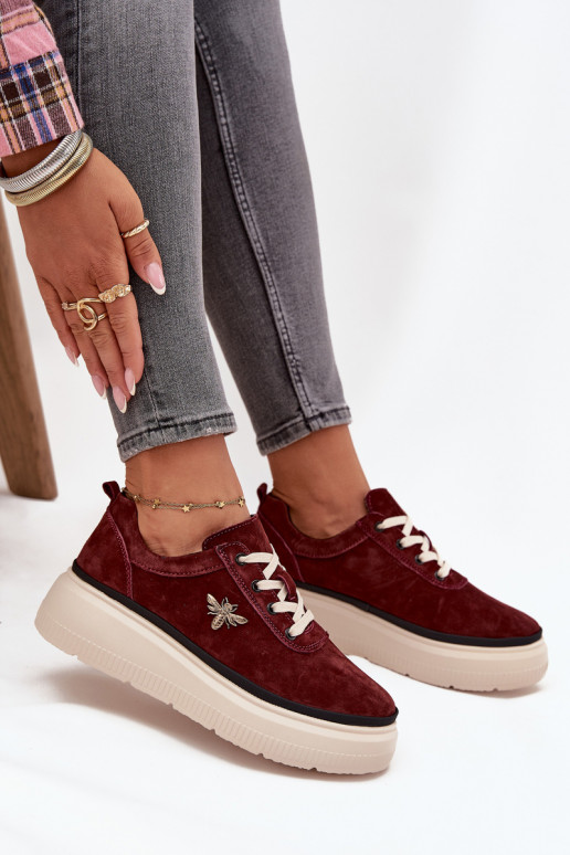 dalla pelle scamosciata scarpe Femminile con una piattaformaPrzypinką Vinceza 41495 Borgogna dalla pelle scamosciata scarpe Femminile con una piattaformaPrzypinką Vinceza 41495 Borgogna