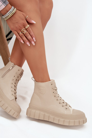 Scarpe casual riscaldate con piattaforma in eco-pelle Big Star SS274535 color sabbia