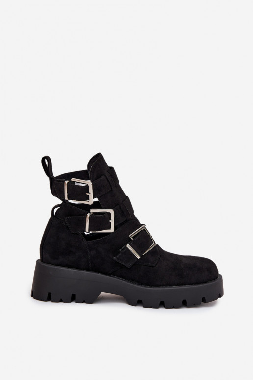 Stivali da donna con strisce I color argentomi con fibbiemi colore nero Helisse Stivali da donna con strisce I color argentomi con fibbiemi colore nero Helisse