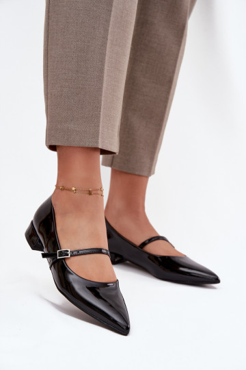 Ballerine laccate Abilitato Impercettibilem Obcasie con cinghie colore nero Isvella