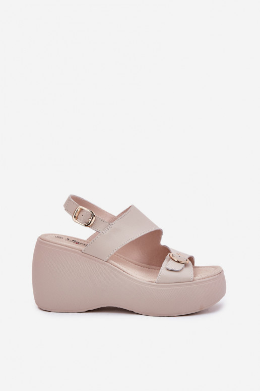 Sandali da donna Femminile Su un cuneo e piattaforma S.Barski LR51-540 beige