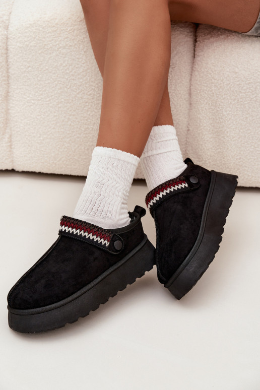 Stivali da neve Basso per le donneRuchomym Strisceem I Haftem con una piattaforma colore nero Lyrisse