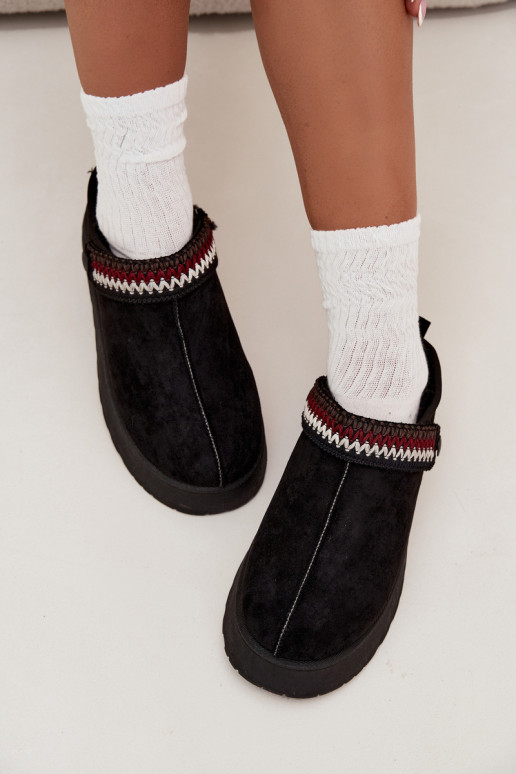 Stivali da neve Basso per le donneRuchomym Strisceem I Haftem con una piattaforma colore nero Lyrisse