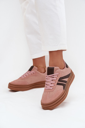 Scarpe sportive in velluto da donna con piattaforma, color rosa Skye 2