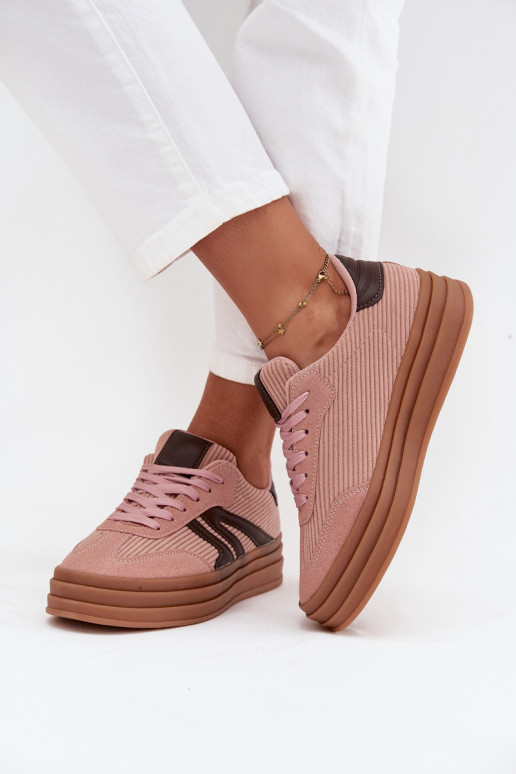 Velluto Scarpe modello sneakers Femminile con una piattaforma colore rosa Skye