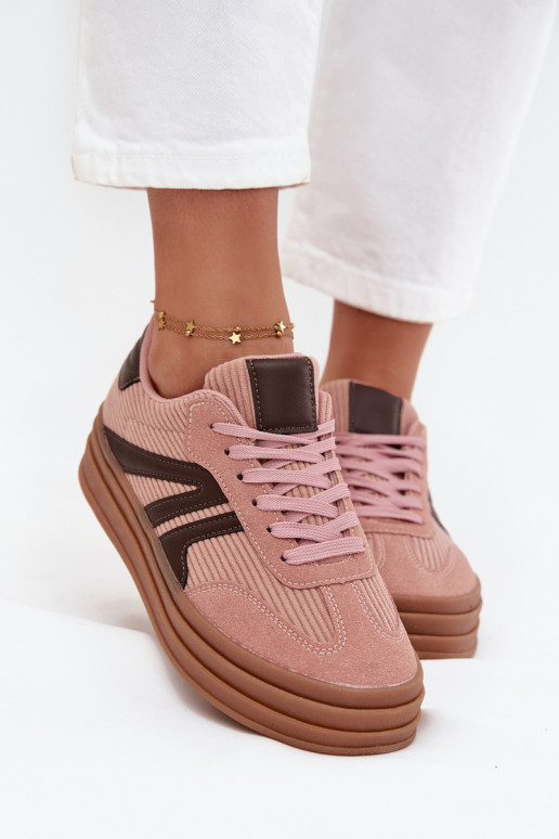 Velluto Scarpe modello sneakers Femminile con una piattaforma colore rosa Skye