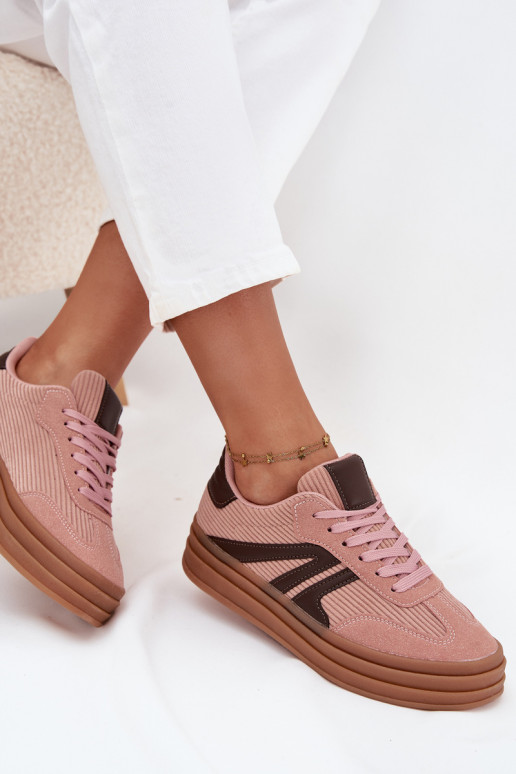 Velluto Scarpe modello sneakers Femminile con una piattaforma colore rosa Skye