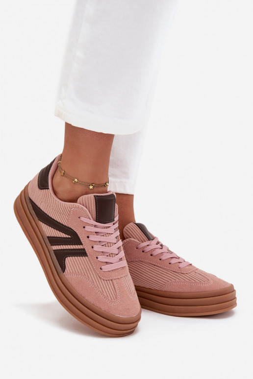 Velluto Scarpe modello sneakers Femminile con una piattaforma colore rosa Skye