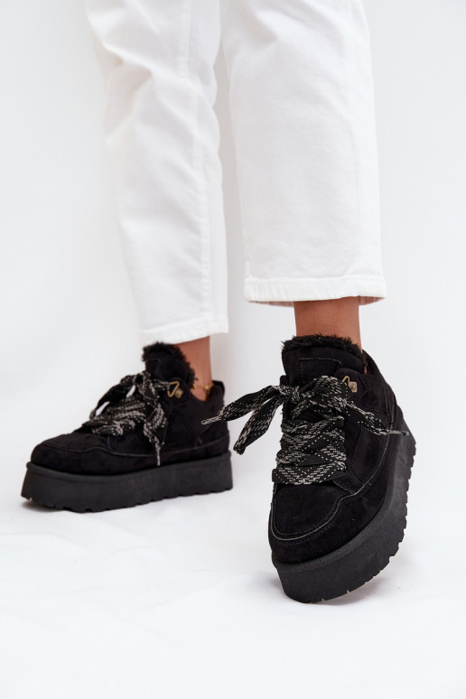 con lacci Stivali da neve Femminile con una piattaforma riscaldamento con pelliccia all interno colore nero Tavelle con lacci Stivali da neve Femminile con una piattaforma riscaldamento con pelliccia all interno colore nero Tavelle