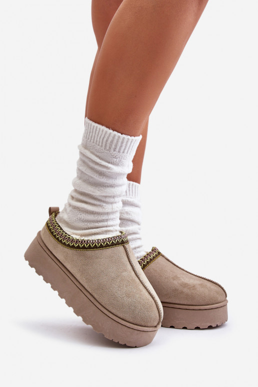 Stivali da neve Femminile con una piattaforma riscaldamento con pelliccia all interno colore verde Remenia