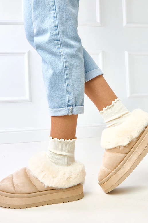 Stivali da neve corti beige imbottiti...