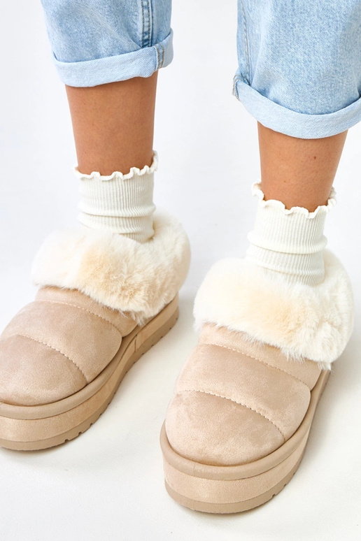 Stivali da neve corti beige imbottiti...