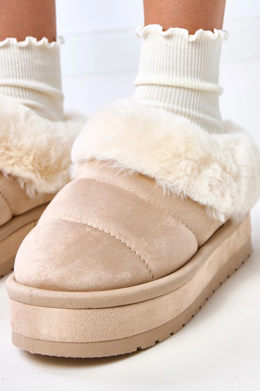 Stivali da neve corti beige imbottiti...