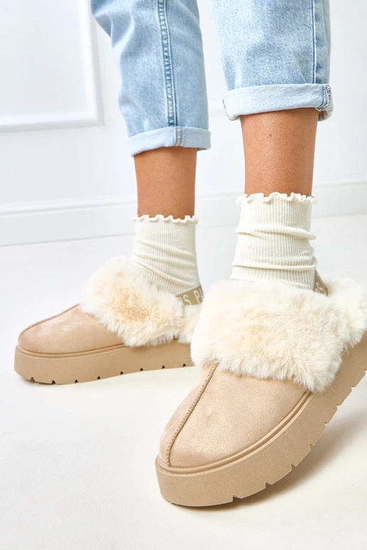 Stivali da neve corti beige imbottiti...