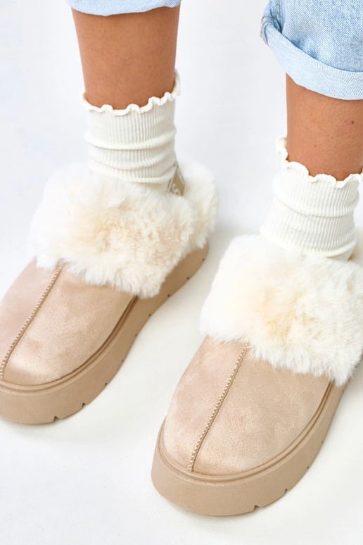 Stivali da neve corti beige imbottiti...