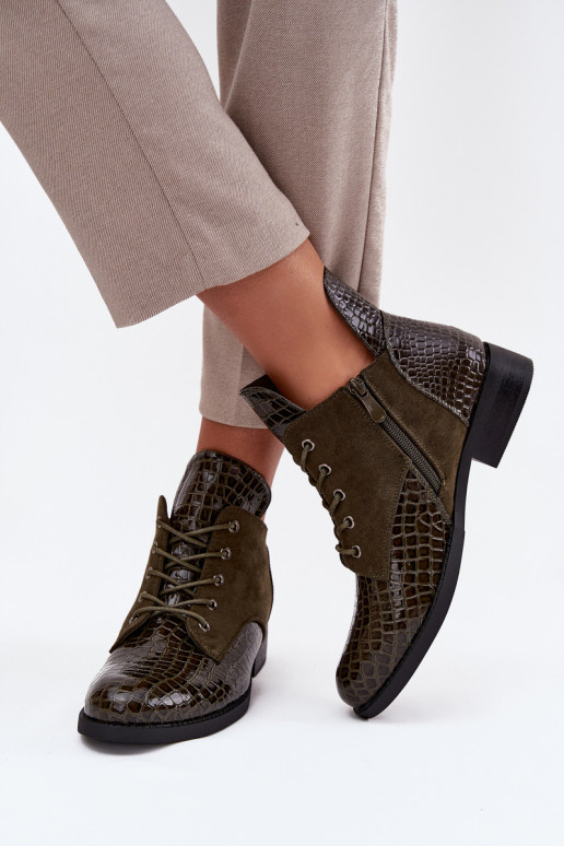 con effetto vernice Stivali da donna Con decorazioni Tłoczeniem riscaldamento Vinceza 16477 colore kaki con effetto vernice Stivali da donna Con decorazioni Tłoczeniem riscaldamento Vinceza 16477 colore kaki