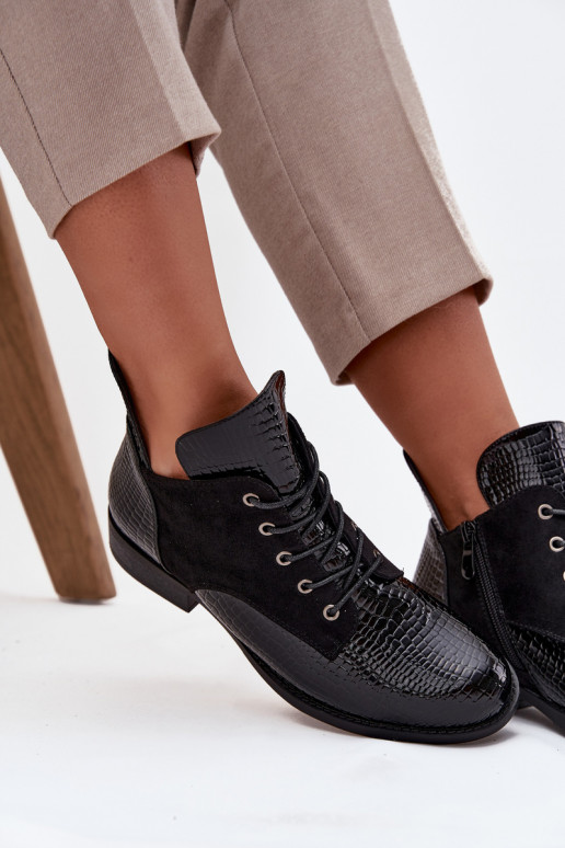 con effetto vernice Stivali da donna Con decorazioni Tłoczeniem riscaldamento Vinceza 16477 colore nero