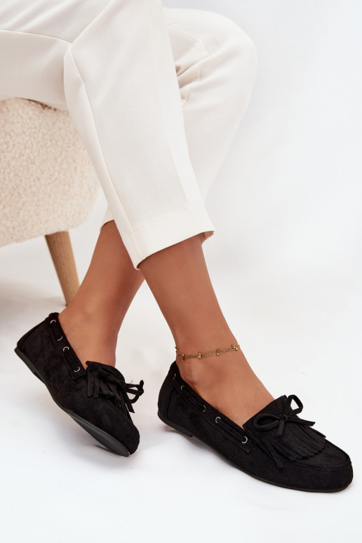 mocassini da donna con frange I Kokardką colore nero Olivianne mocassini da donna con frange I Kokardką colore nero Olivianne