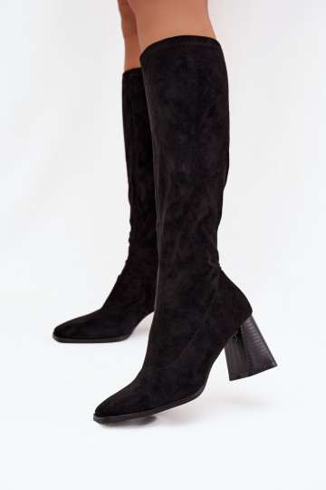 Stivali alti da donna con cuciture color nero "Celandine" 2