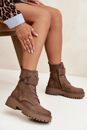 Stivaletti da lavoro Femminileriscaldamento con tacchi decorati beige Ulivine