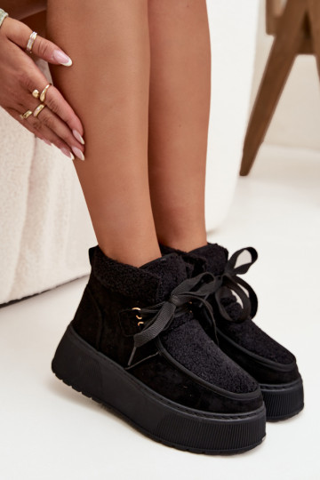 Stivali da neve da donna con platform e pelliccia color nero "Florivelle"