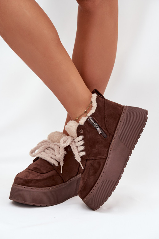 Stivali da neve Femminile con una piattaforma con una pelliccia Typu Baranek colore marrone Luma