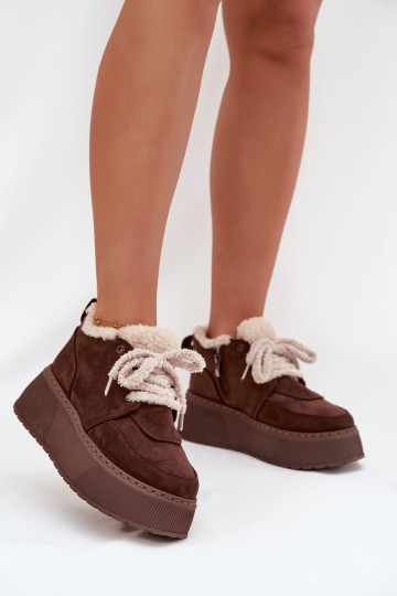 Stivali da neve Femminile con una piattaforma con una pelliccia Typu Baranek colore marrone Luma 2