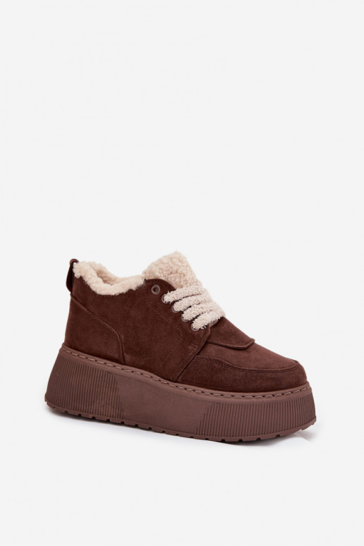 Stivali da neve Femminile con una piattaforma con una pelliccia Typu Baranek colore marrone Luma