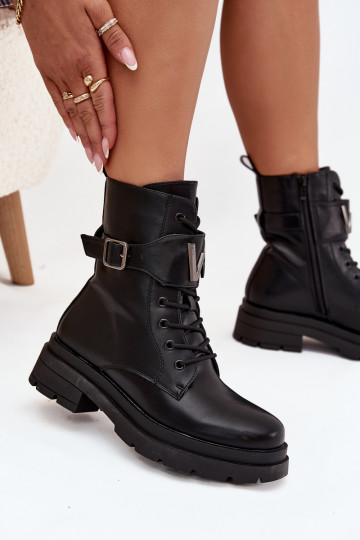 Stivaletti da lavoro Femminile Eko Pelle con tacchi decorati colore nero Ylianne