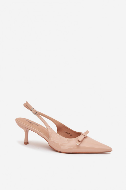 con effetto vernice Scarpe con tacchi sottili con nastri Nude Olvena con effetto vernice Scarpe con tacchi sottili con nastri Nude Olvena