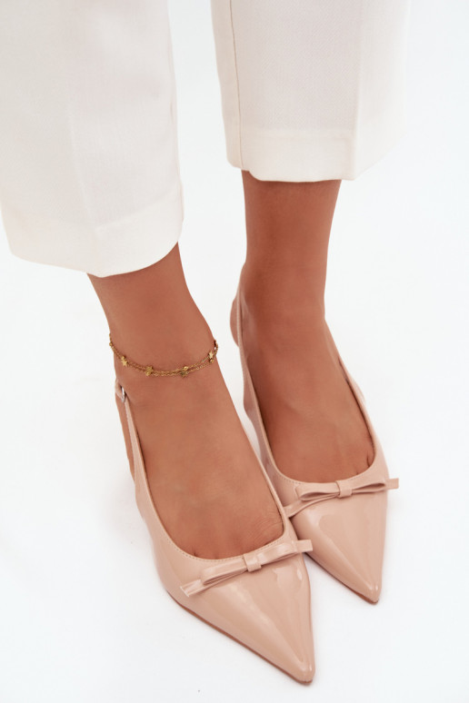 con effetto vernice Scarpe con tacchi sottili con nastri Nude Olvena con effetto vernice Scarpe con tacchi sottili con nastri Nude Olvena
