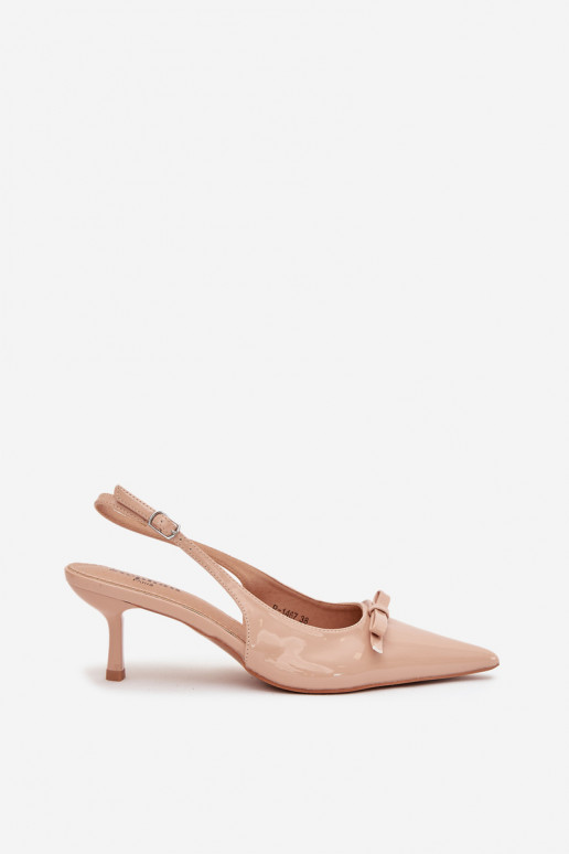 con effetto vernice Scarpe con tacchi sottili con nastri Nude Olvena con effetto vernice Scarpe con tacchi sottili con nastri Nude Olvena